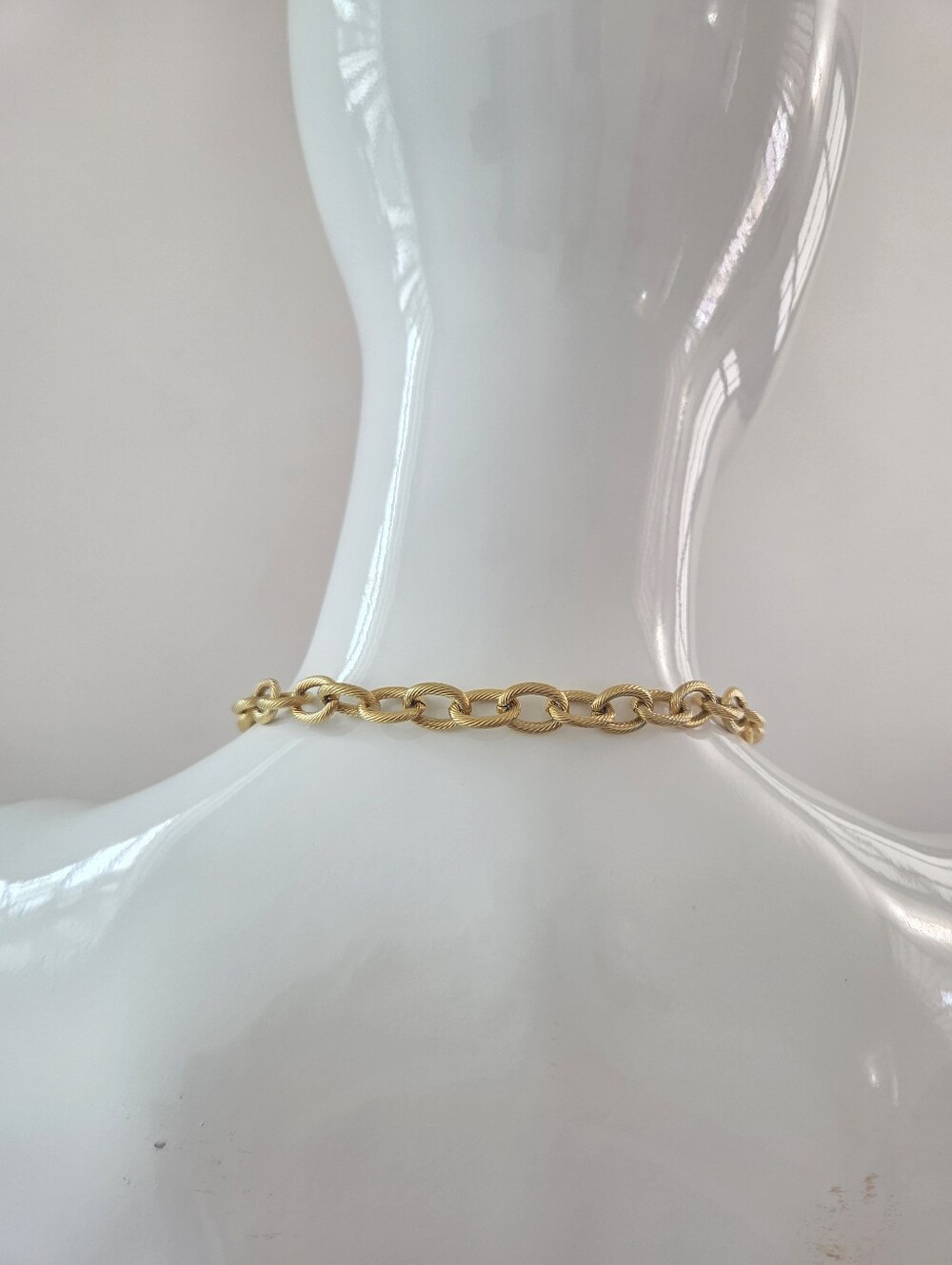 Chunky Gold Chain Toggle Necklace & Bracelet Set Twisted Oval Links - Picture 15 of 15